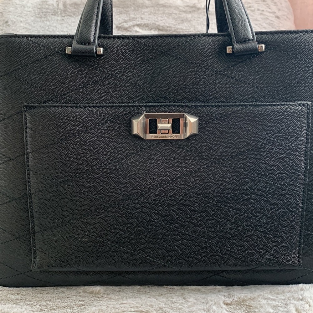 REBECCA MINKOFF | Je T’aime Work Bag Tote - Black Leather - Picture 5 of 17